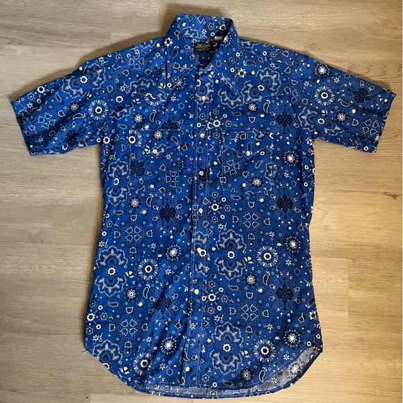 Lariat Western Wear Pearl Snap Short Sleeve Button Down - Picture 2 of 7